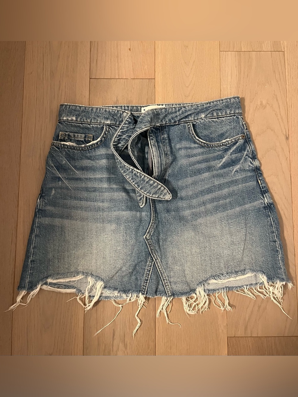 PAIGE distressed denim skirt